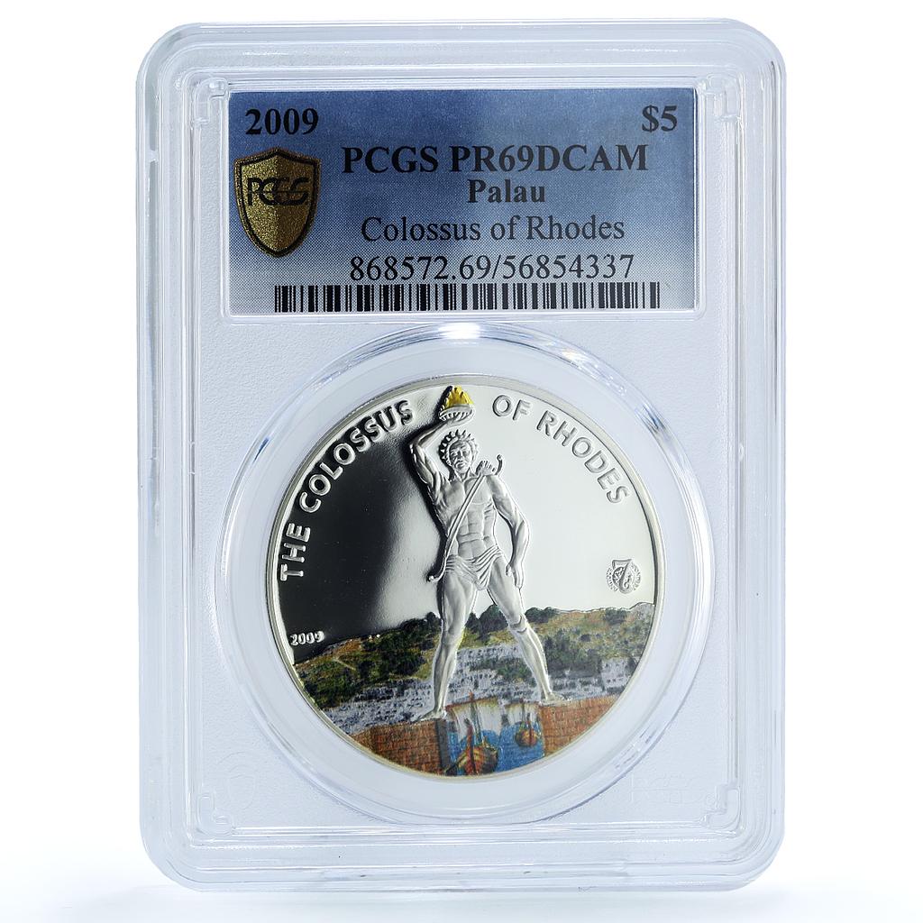 Palau 5 dollars Colossus Rhodes Greece KM-210 Wonders PR69 PCGS silver coin 2009 Palau 5 dollars Colossus Rhodes Greece KM-210 Wonders PR69 PCGS silver coin 2009