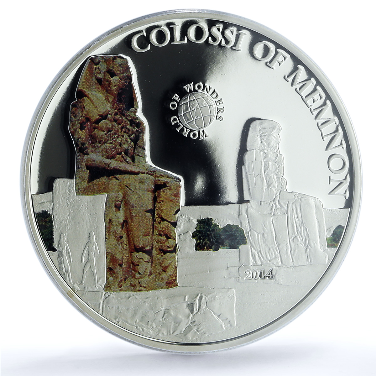 S 2014 $5 Colossi of Memnon Colorized Ag, DCAM S 2014 $5 Colossi of Memnon Colorized Ag, DCAM