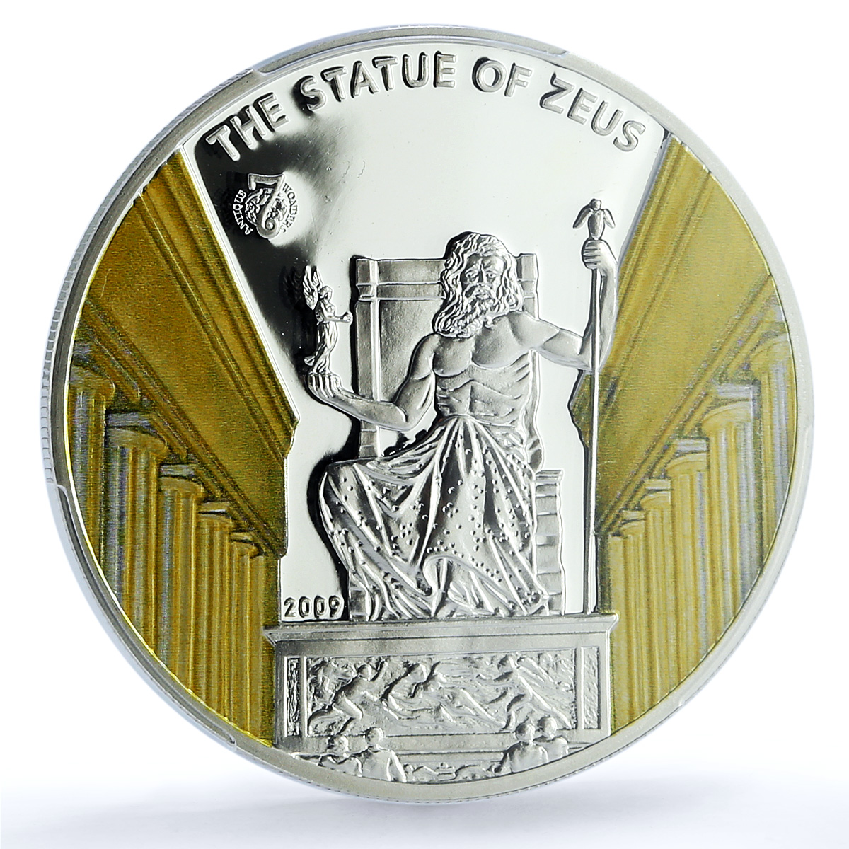 S 2009 $5 Statue of Zeus Colorized Ag, DCAM S 2009 $5 Statue of Zeus Colorized Ag, DCAM