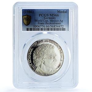 Germany Football World Cup Mexico Beckenbauer MS 66 PCGS silver medal 1986