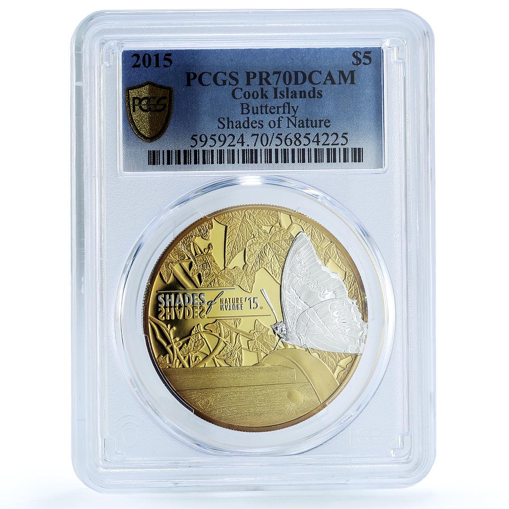 Cook Islands 5 dollars Butterfly KM-1696 Shades Nature PR 70 PCGS Ag coin 2015 Cook Islands 5 dollars Butterfly KM-1696 Shades Nature PR 70 PCGS Ag coin 2015