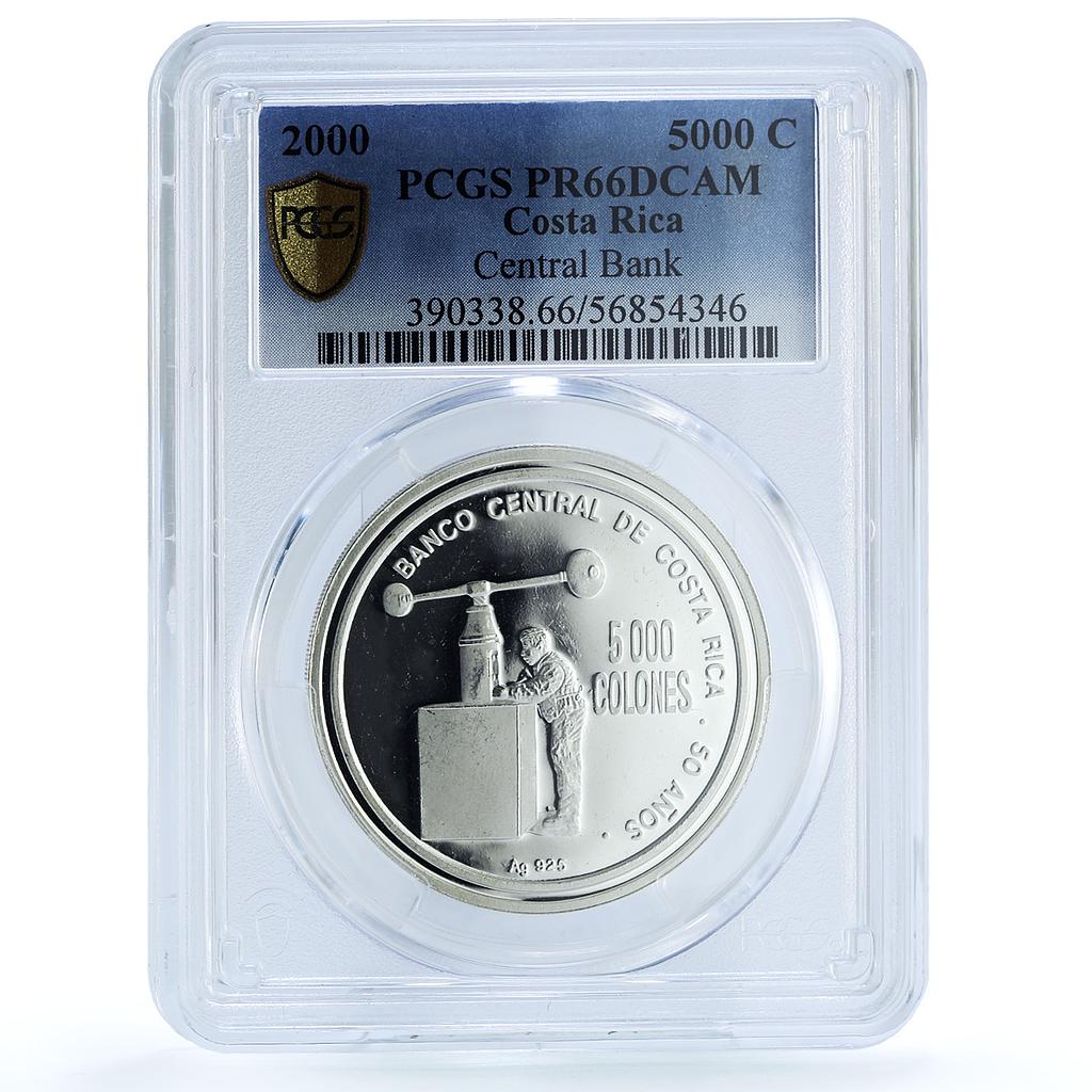 Costa Rica 5000 colones Central Bank KM-237 PR 66 PCGS silver coin 2000 Costa Rica 5000 colones Central Bank KM-237 PR 66 PCGS silver coin 2000