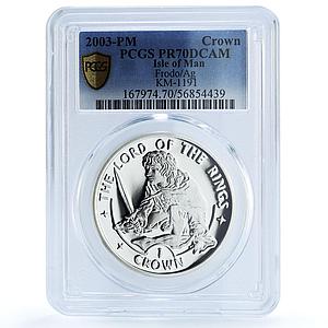 Isle of Man 1 crown Frodo KM-1191 Lord of Rings PR 70 PCGS silver coin 2003