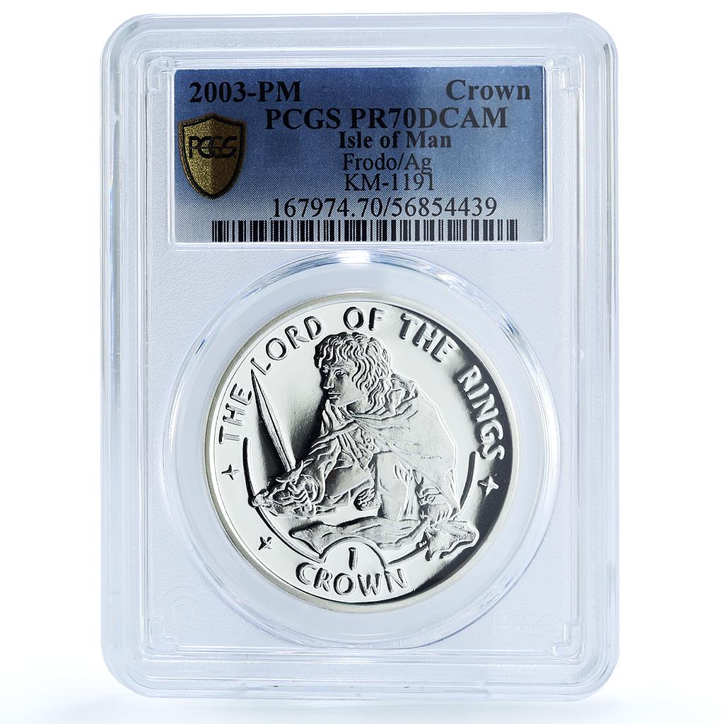 Isle of Man 1 crown Frodo KM-1191 Lord of Rings PR 70 PCGS silver coin 2003 Isle of Man 1 crown Frodo KM-1191 Lord of Rings PR 70 PCGS silver coin 2003