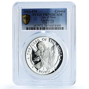Isle of Man 1 crown Legolas KM-1193 Lord of Rings PR 70 PCGS silver coin 2003