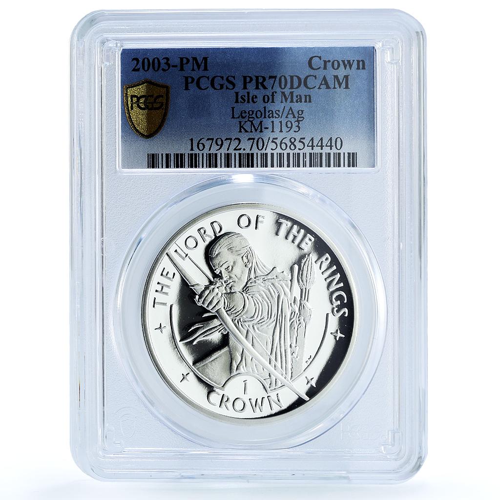 Isle of Man 1 crown Legolas KM-1193 Lord of Rings PR 70 PCGS silver coin 2003 Isle of Man 1 crown Legolas KM-1193 Lord of Rings PR 70 PCGS silver coin 2003