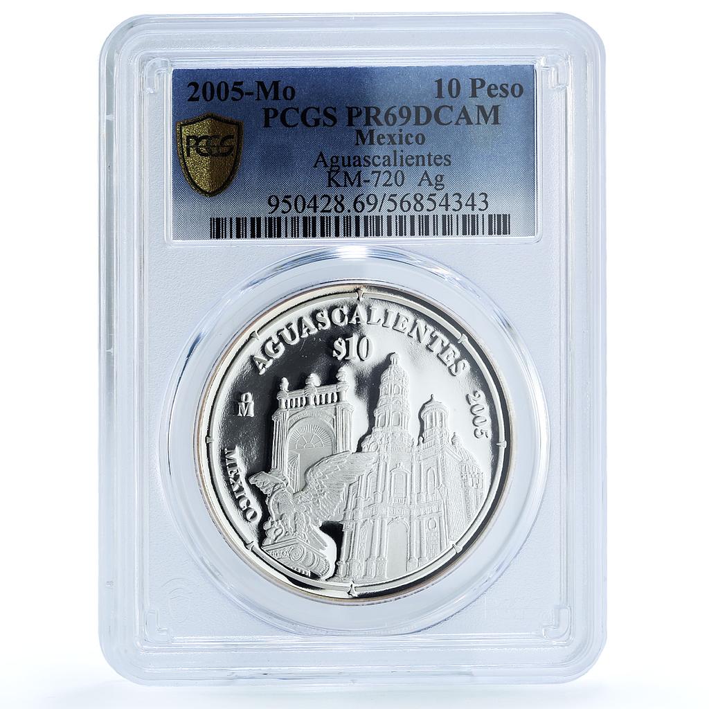 Mexico 10 pesos Aguascalientes KM-720 Coat of Arms PR 69 PCGS silver coin 2005 Mexico 10 pesos Aguascalientes KM-720 Coat of Arms PR 69 PCGS silver coin 2005