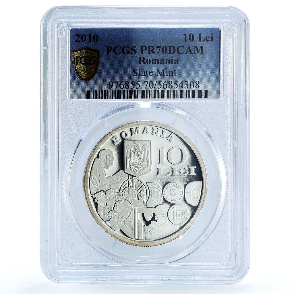Romania 10 lei State Mint Old Desing Coins Building PR 70 PCGS silver coin 2010 Romania 10 lei State Mint Old Desing Coins Building PR 70 PCGS silver coin 2010