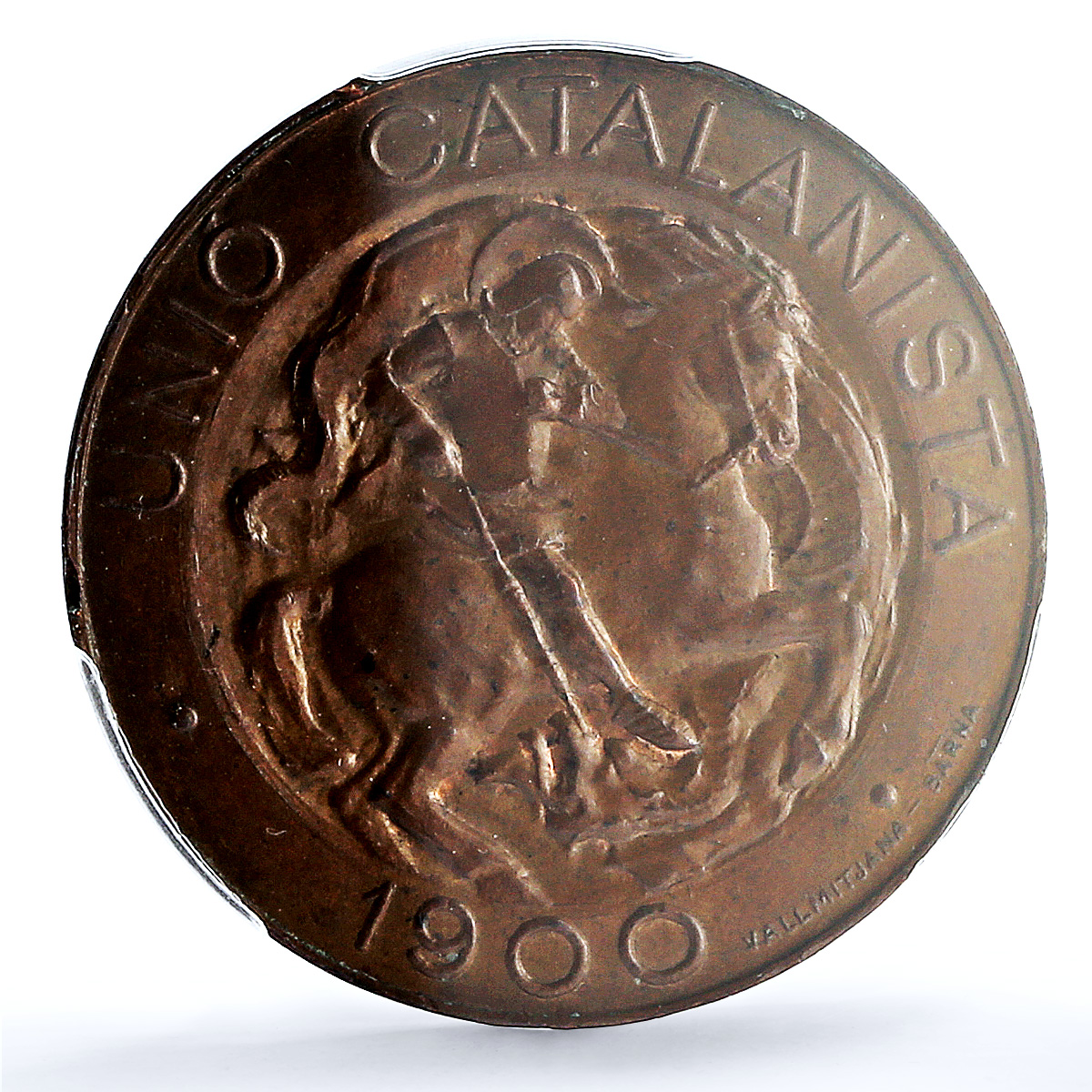 Catalonia Spain 10 centimos Catalanist Union Cal-133 MS 63 PCGS copper coin 1900 Catalonia Spain 10 centimos Catalanist Union Cal-133 MS 63 PCGS copper coin 1900
