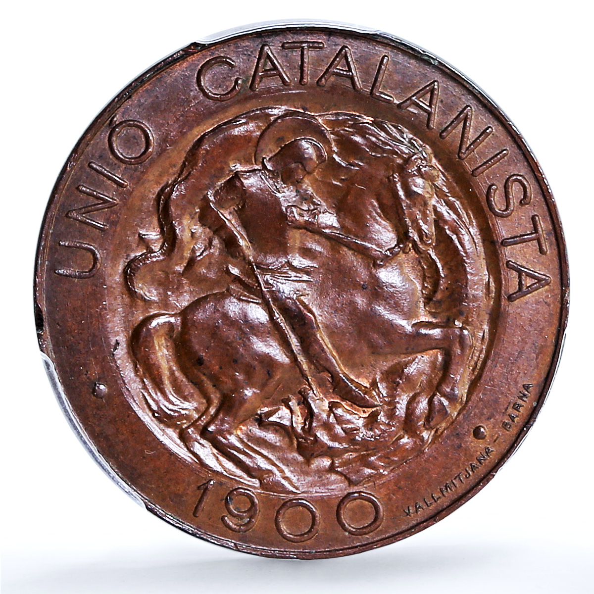 Catalonia Spain 10 centimos Catalanist Union Cal-133 MS 63 PCGS copper coin 1900 Catalonia Spain 10 centimos Catalanist Union Cal-133 MS 63 PCGS copper coin 1900