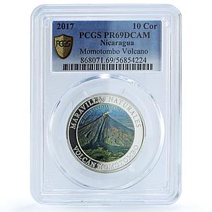 Nicaragua 10 cordobas Momotombo KM-128 Ibero-American PR69 PCGS silver coin 2017