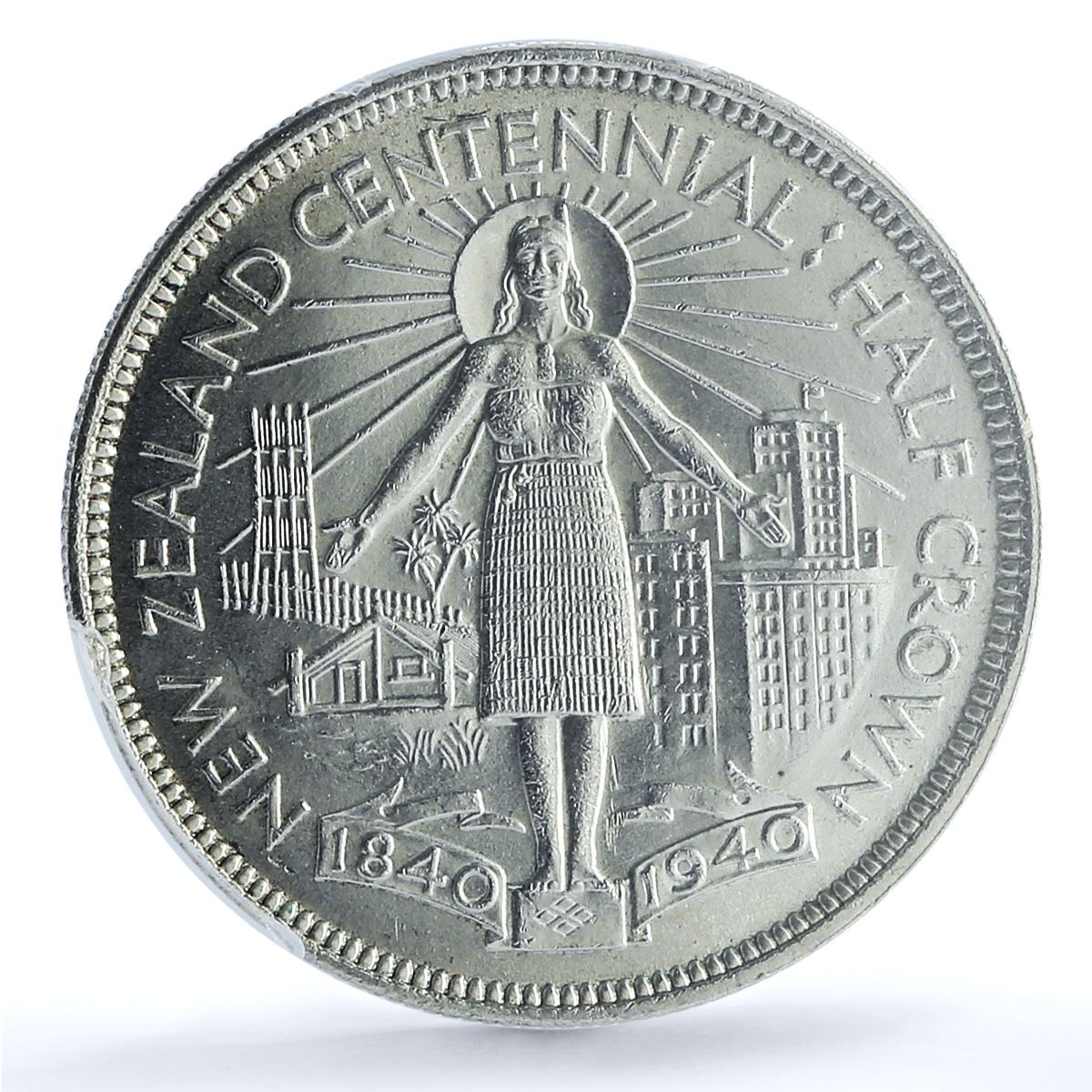 New Zealand 1/2 crown George VI Centennial KM-14 MS 64 PCGS silver coin 1940 New Zealand 1/2 crown George VI Centennial KM-14 MS 64 PCGS silver coin 1940