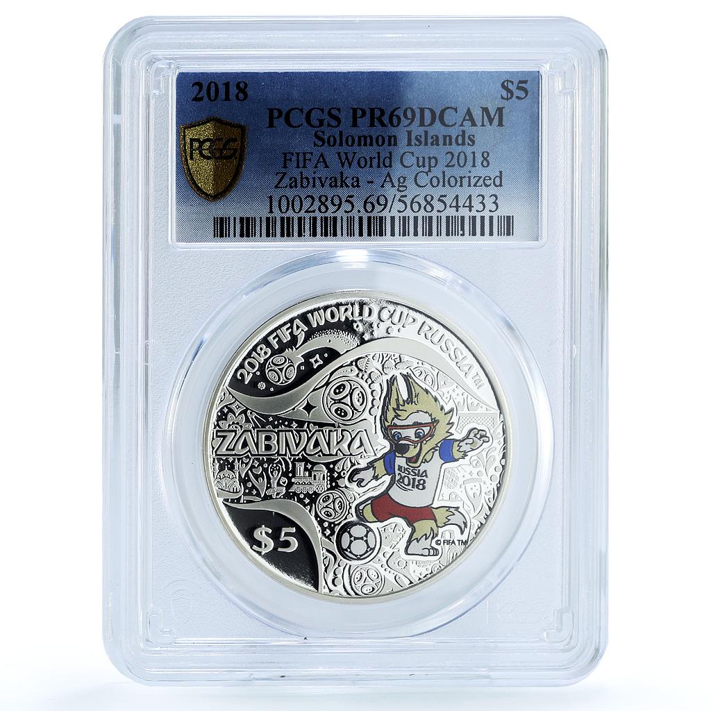Solomon Islands 5 dollars Zabivaka Football World Cup PR69 PCGS silver coin 2018 Solomon Islands 5 dollars Zabivaka Football World Cup PR69 PCGS silver coin 2018