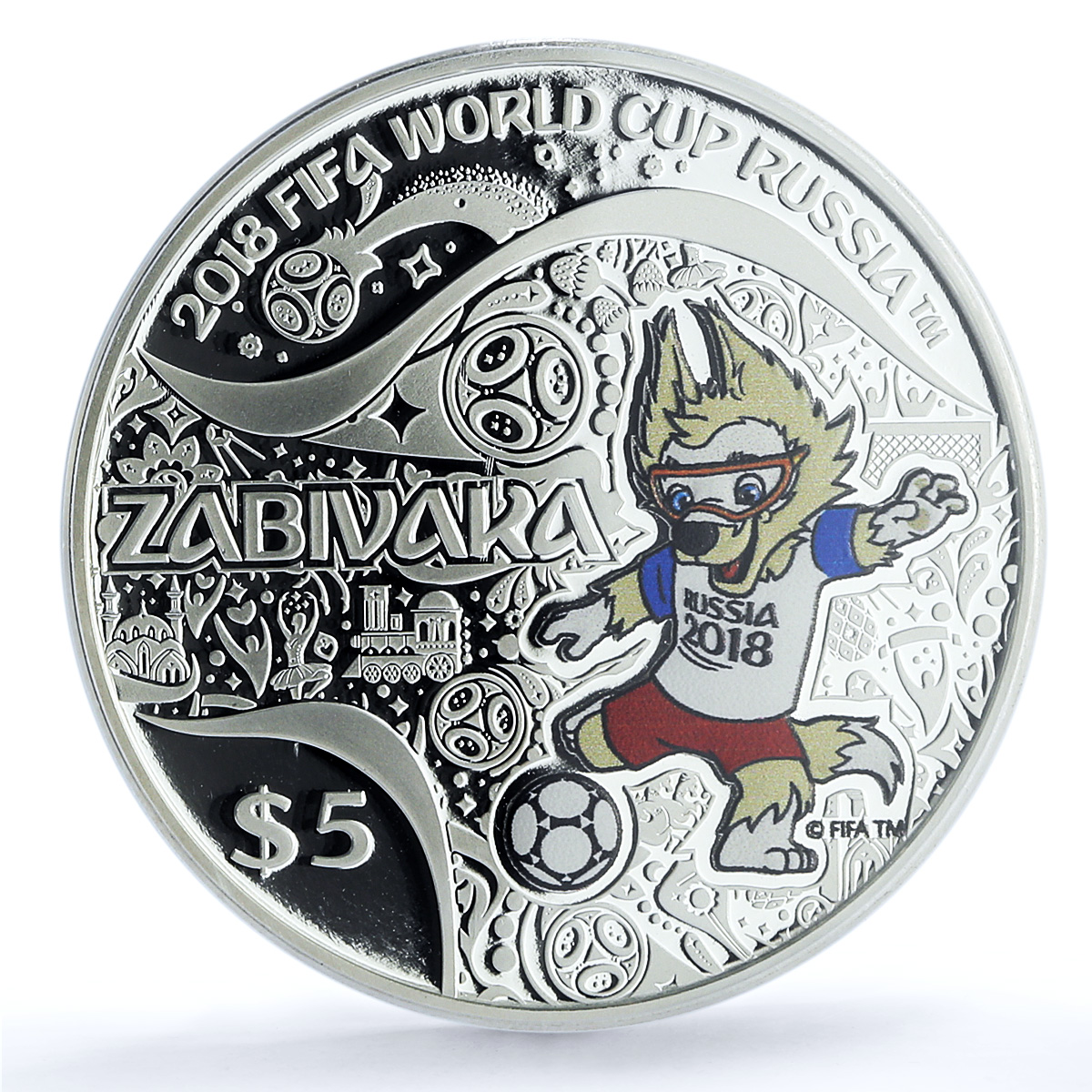 S 2018 $5 FIFA World Cup 2018 Zabivaka - Ag Colorized, DCAM S 2018 $5 FIFA World Cup 2018 Zabivaka - Ag Colorized, DCAM