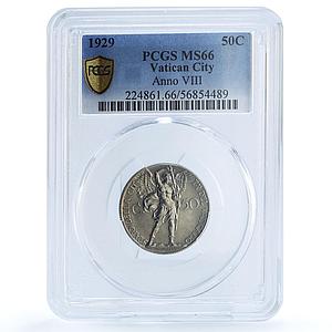 Vatican 50 centesimi KM-4 Berman-3358 Archangel Michael MS 66 PCGS Ni coin 1929