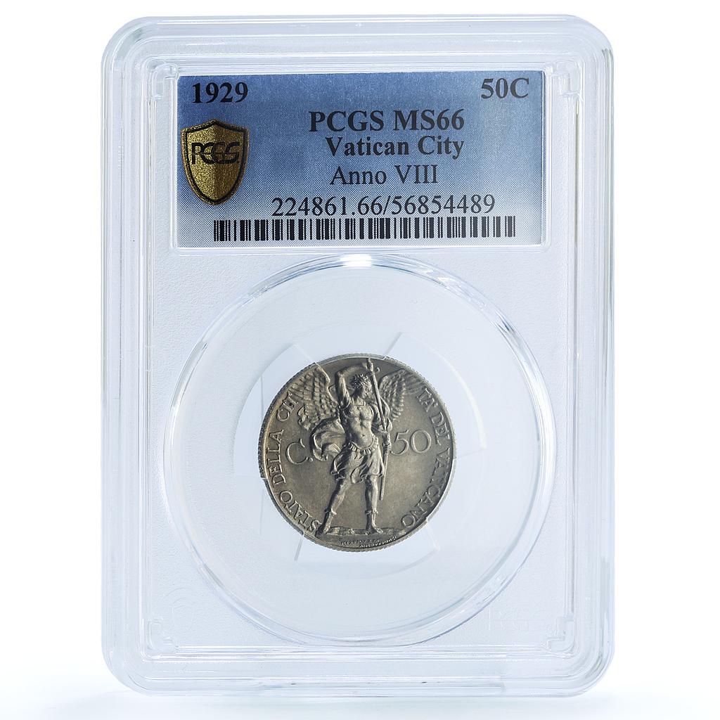 Vatican 50 centesimi KM-4 Berman-3358 Archangel Michael MS 66 PCGS Ni coin 1929 Vatican 50 centesimi KM-4 Berman-3358 Archangel Michael MS 66 PCGS Ni coin 1929