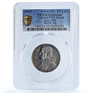 Vatican 10 lire Pius XI KM-8 Berman-3354 Madonna Child UNC PCGS silver coin 1929