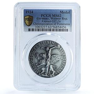 Germany Weimar Christianization Pomerania Kienast-317 MS 62 PCGS zinc medal 1924