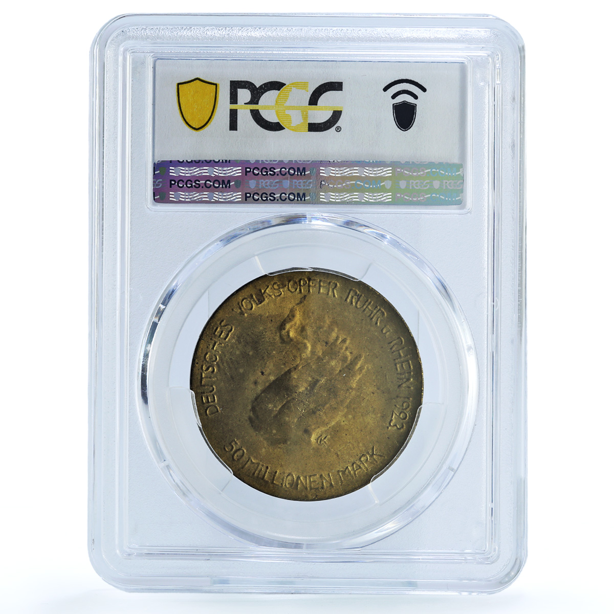 Germany Weimar Westphalia 50 millions mark Funck-641.3 MS65 PCGS brass coin 1923 Germany Weimar Westphalia 50 millions mark Funck-641.3 MS65 PCGS brass coin 1923