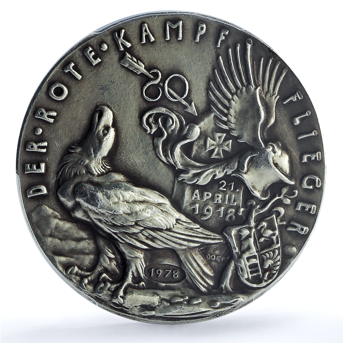 Germany Richthofen Kienast-288 1918 Empire Restrike AU 55 PCGS silver medal 1978 Germany Richthofen Kienast-288 1918 Empire Restrike AU 55 PCGS silver medal 1978