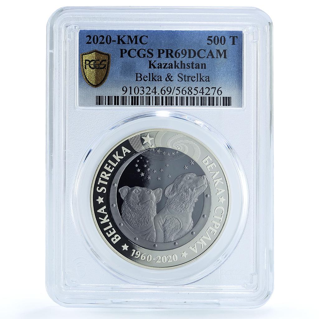 Kazakhstan 500 tenge Belka Strelka Space Dogs PR 69 PCGS bimetal coin 2020 Kazakhstan 500 tenge Belka Strelka Space Dogs PR 69 PCGS bimetal coin 2020