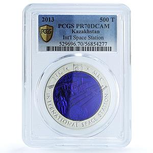 Kazakhstan 500 tenge International Space Station PR 70 PCGS bimetal coin 2013