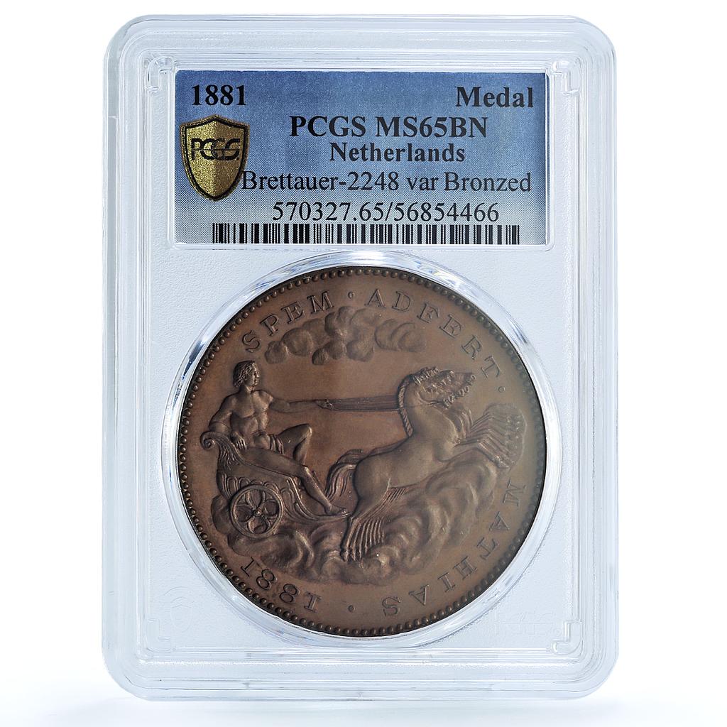 Netherlands William III Comets 1578 Brettauer-2248 MS 65 PCGS copper medal 1881 Netherlands William III Comets 1578 Brettauer-2248 MS 65 PCGS copper medal 1881