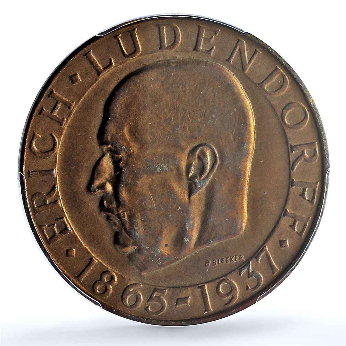 Germany Third Reich Erich Ludendorf Matte WIEN C-11 SP 65 PCGS copper medal 1937 Germany Third Reich Erich Ludendorf Matte WIEN C-11 SP 65 PCGS copper medal 1937