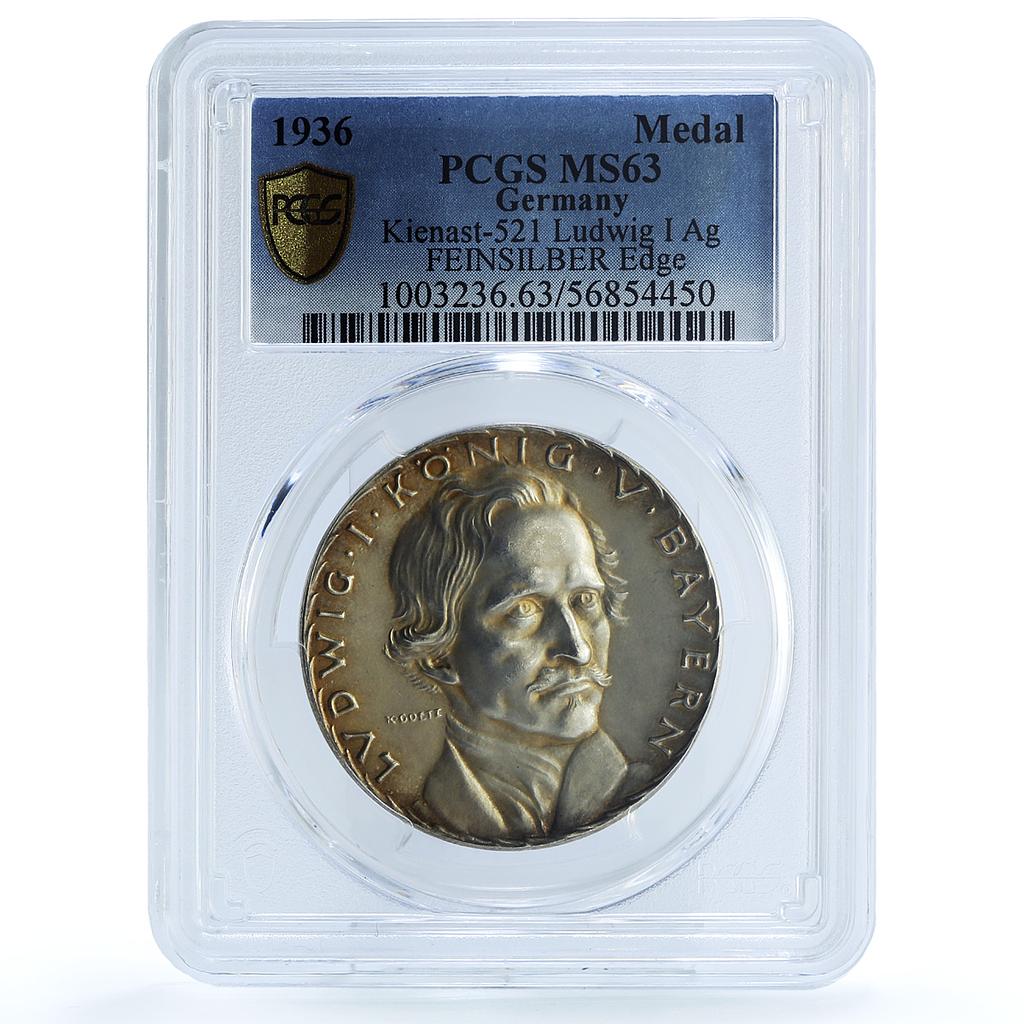 Germany Third Reich Ludwig I BAYERN Kienast-521 MS 63 PCGS silver medal 1936 Germany Third Reich Ludwig I BAYERN Kienast-521 MS 63 PCGS silver medal 1936