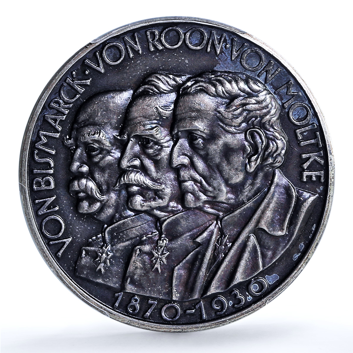 Germany Weimar Sedan Bismarck Roon Moltke SACHS MS 64 PCGS silver medal 1930 Germany Weimar Sedan Bismarck Roon Moltke SACHS MS 64 PCGS silver medal 1930