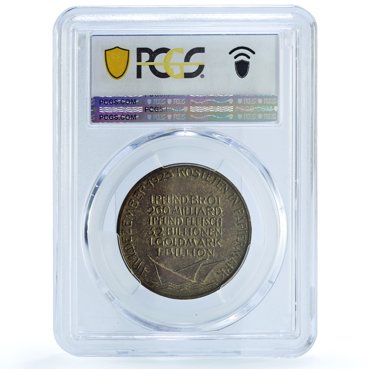 Germany Weimar Inflation 1 December MS 63 PCGS bronze medal 1923 Germany Weimar Inflation 1 December MS 63 PCGS bronze medal 1923