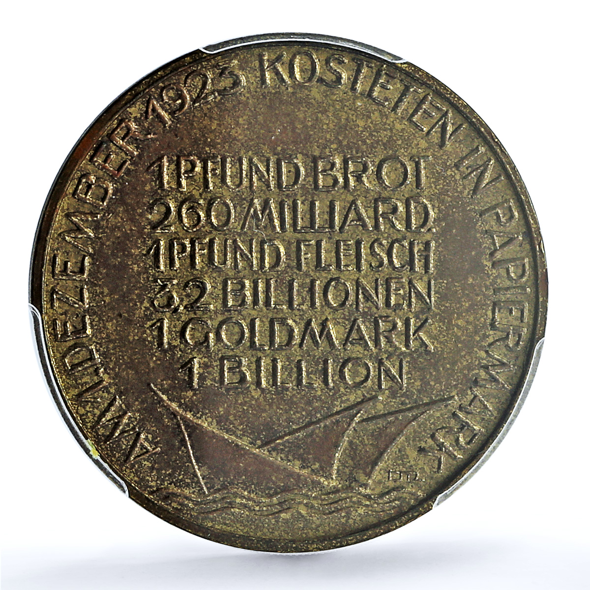 Germany Weimar Inflation 1 December MS 63 PCGS bronze medal 1923 Germany Weimar Inflation 1 December MS 63 PCGS bronze medal 1923