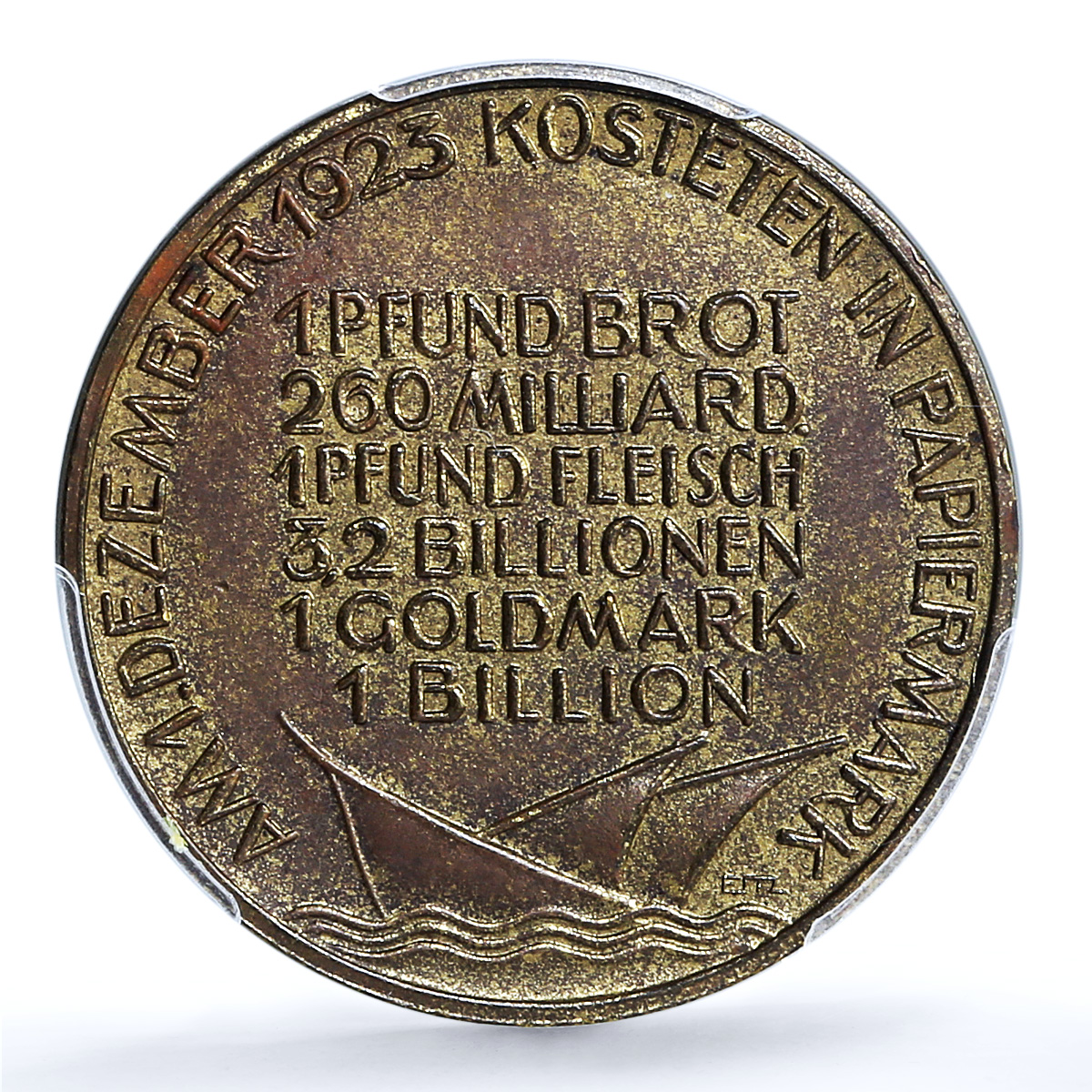 Germany Weimar Inflation 1 December MS 63 PCGS bronze medal 1923 Germany Weimar Inflation 1 December MS 63 PCGS bronze medal 1923