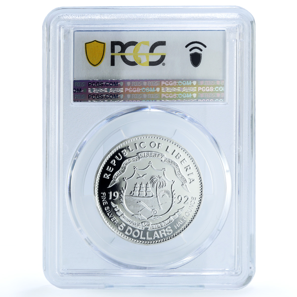 Liberia 5 dollars Ayrton Senna KM-78 Formula One Car PR 69 PCGS silver coin 1992 Liberia 5 dollars Ayrton Senna KM-78 Formula One Car PR 69 PCGS silver coin 1992