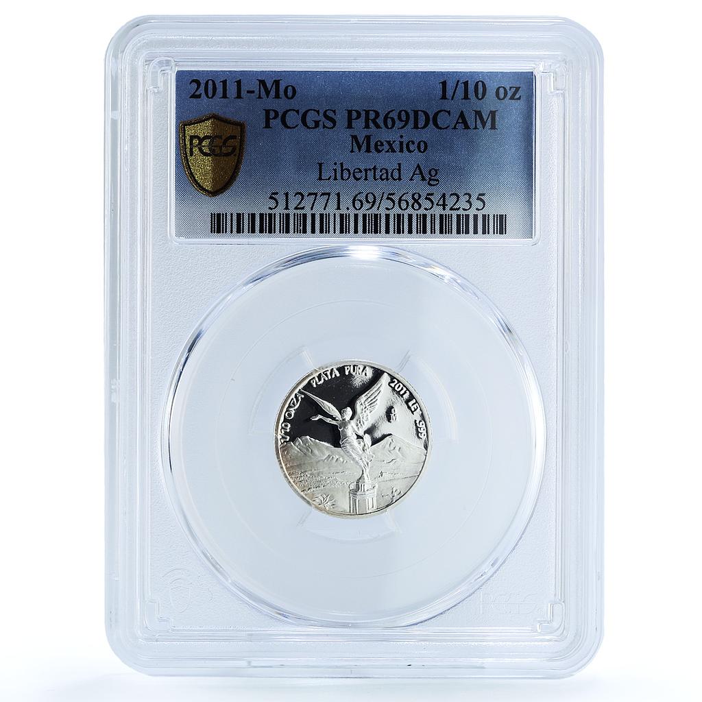 Mexico 1/10 onza Libertad Angel Independence KM-610 PR 69 PCGS silver coin 2011 Mexico 1/10 onza Libertad Angel Independence KM-610 PR 69 PCGS silver coin 2011
