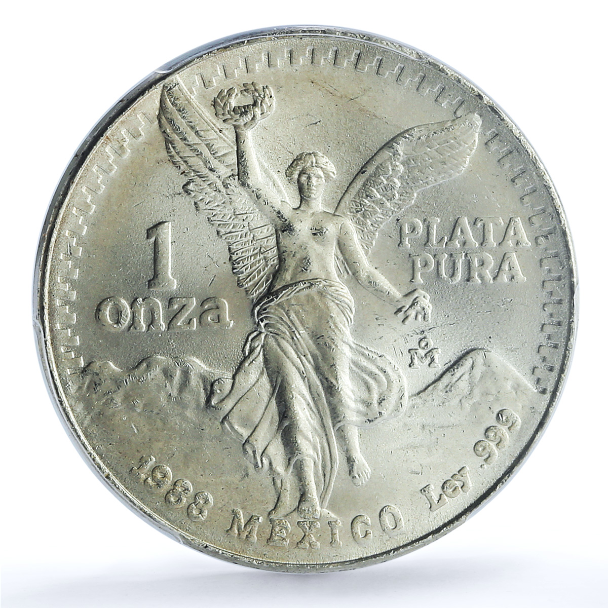 Mexico 1 onza Libertad Angel of Independence KM-494.1 MS66 PCGS silver coin 1988 Mexico 1 onza Libertad Angel of Independence KM-494.1 MS66 PCGS silver coin 1988