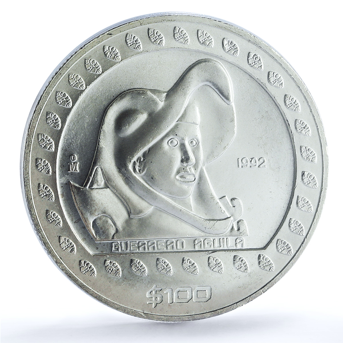 Mexico 100 pesos Guerrero Aguila KM-556 Precolombina MS 66 PCGS silver coin 1992 Mexico 100 pesos Guerrero Aguila KM-556 Precolombina MS 66 PCGS silver coin 1992