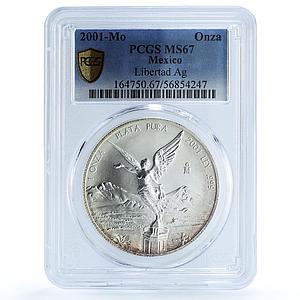 Mexico 1 onza Libertad Angel of Independence KM-639 MS 67 PCGS silver coin 2001
