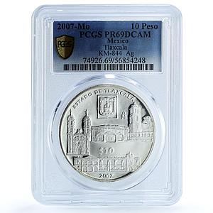 Mexico 10 pesos Tlaxcala State KM-844 Church PR 69 PCGS silver coin 2007