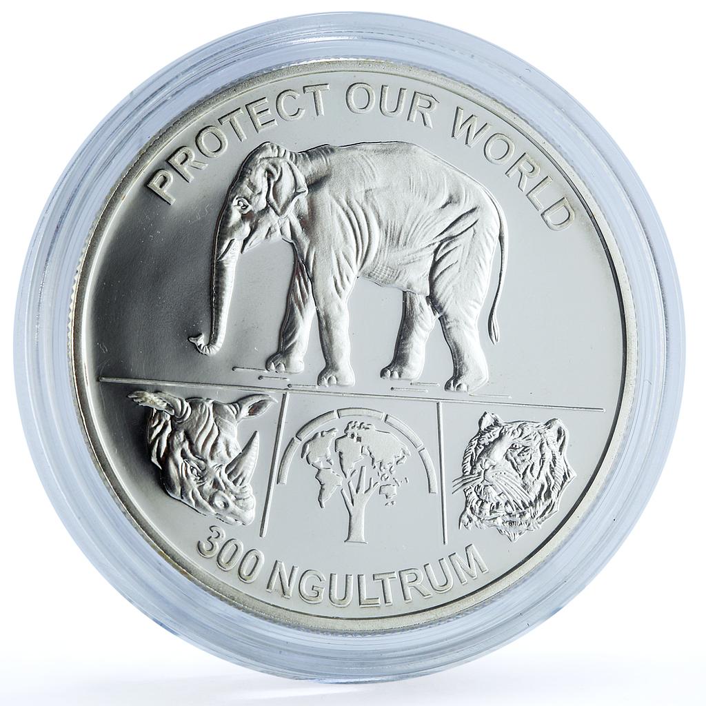 Bhutan 300 ngultrum Protect Our World KM-68 Fauna Elephant silver coin 1993 Bhutan 300 ngultrum Protect Our World KM-68 Fauna Elephant silver coin 1993