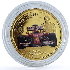 Cook Islands 20 dollars Ferrari Raikkonen F1 Formula 1 Car proof gold coin 2014