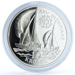 Estonia 10 krooni Olympic Games Barcelona KM-25 Sailing Ship silver coin 1992
