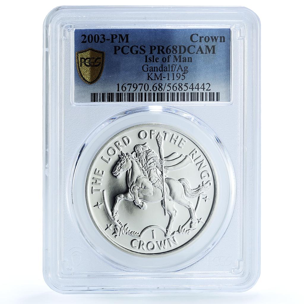 Isle of Man 1 crown Gandalf KM-1195 Lord of Rings PR 68 PCGS silver coin 2003 Isle of Man 1 crown Gandalf KM-1195 Lord of Rings PR 68 PCGS silver coin 2003