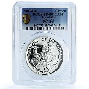 Isle of Man 1 crown Gimli KM-1194 Lord of Rings PR 69 PCGS silver coin 2003