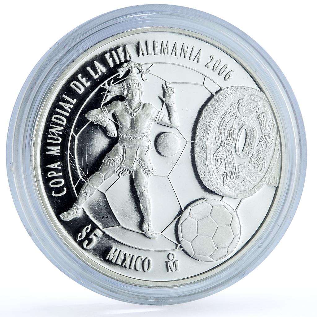 Mexico 5 pesos Football World Cup Germany KM-770 Indian proof silver coin 2006