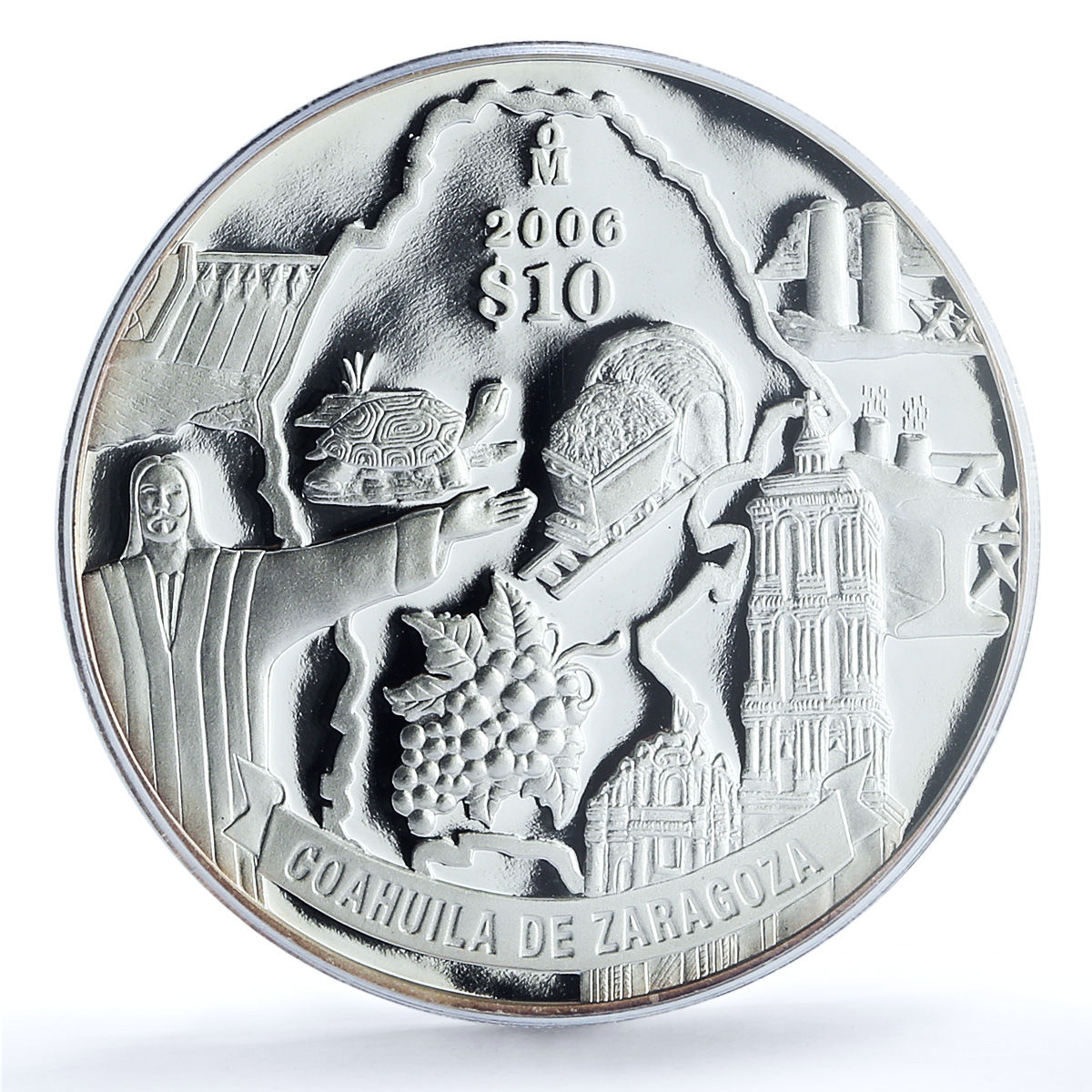 Mexico 10 pesos Coahuila Zaragoza KM-780 Church Turtle PR 70 PCGS Ag coin 2006 Mexico 10 pesos Coahuila Zaragoza KM-780 Church Turtle PR 70 PCGS Ag coin 2006