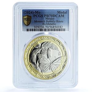 Mexico Monarch Butterfly Route Wildlife Fauna PR 70 PCGS bimetal medal ND (2024)