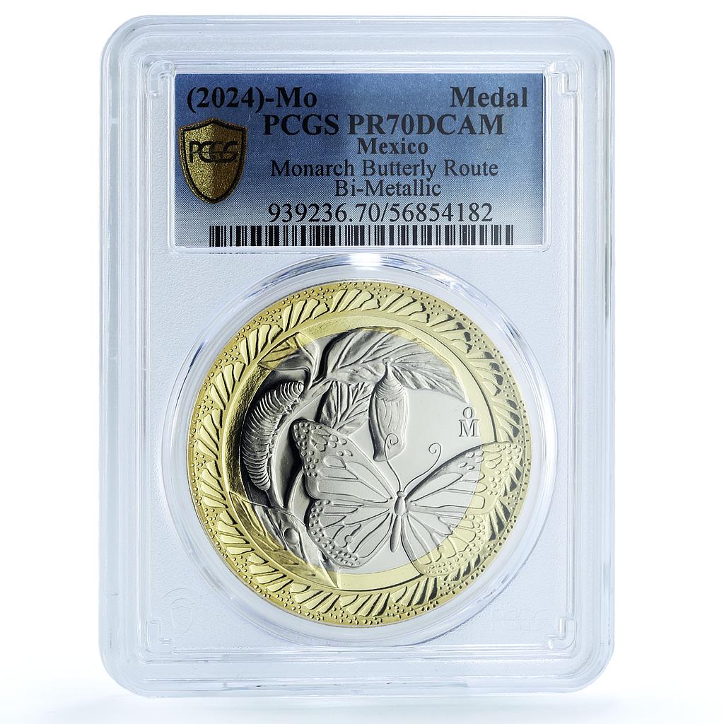 Mexico Monarch Butterfly Route Wildlife Fauna PR 70 PCGS bimetal medal ND (2024) Mexico Monarch Butterfly Route Wildlife Fauna PR 70 PCGS bimetal medal ND (2024)
