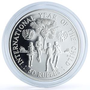 Seychelles 50 rupees Year of the Child KM-42 UNICEF proof silver coin 1980