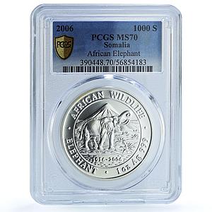 Somalia 1000 shillings Elephant KM-195 Wildlife MS 70 PCGS silver coin 2006